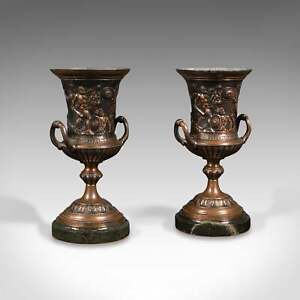 Pair Antique Grand Tour Urns Italian Decorative Vase Roman Taste Victorian
