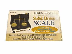 Essex Brass Solid Brass Scale Velvet Lined Box W Weights Tweezers