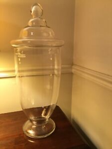 Very Large 24 Tall Vintage Apothecary Glass Jar Candy Jar With Lid