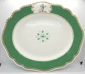 Early Chamberlain Porcelain Armorial Platter Irish Green Wolfhound Arrow