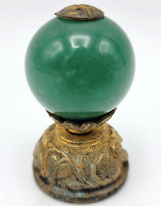 Antique Chinese Mandarin Qing Dynasty Emerald Color Hat Rank Button Finial Rare