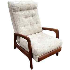 Adrian Pearsall Mid Century Modern Walnut Upholstered Reclining Arm Lounge Chair