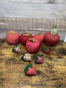 Primitive Decor Homespun Other Fabric Apples Strawberry Bowl Fillers Country