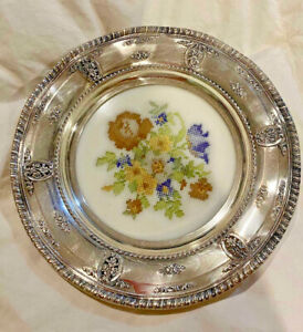 Wallace Sterling Silver Plate Rose Point Glass Needlepoint Pattern