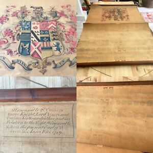 Antique Heraldry Coat Of Arms Family Tree Rolled Scroll Royal Genealogy