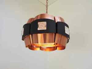 Copper Brown Pendant Clear Inserts Danish Mid Century Werner Schou Coronell