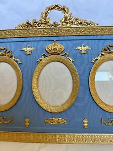 Huge French Empire Circa 1890 Crown Gilt Bronze Ormalu Picture Frame 43x30cm