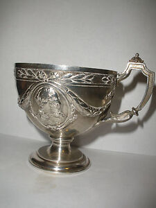 Antique Continental Sterling Silver Cup With Military Portraits Cameo Hallmarks