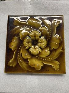 Antique Kensington Majolica Pottery Tile 6 X 6 Floral Art Nouveau Newport Ky