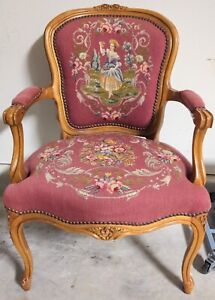 Antique French Needlepoint Provincial Chair