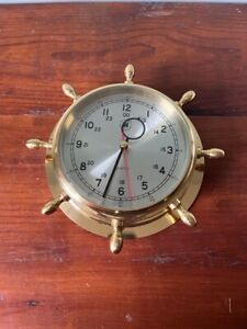 Vintage Bey Berk Brass Ship Wheel Wall Clock Excellent Vintage Condition 