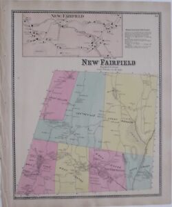 Original 1867 Map New Fairfield Connecticut School Districts Business Directory
