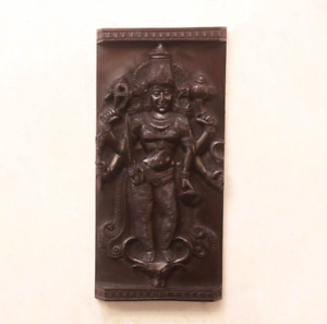 Vishnumaya Statue Hindu Goddess Wooden Wall Panel Carving Pooja Home Temple Art