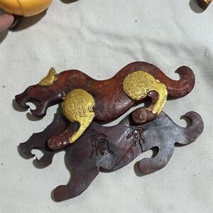 Chinese Old Jade Collection Red Mountain Culture Tiger Talisman Pattern Pendant