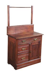 Antique Victorian Eastlake Washstand Cabinet Dry Sink Commode W Towel Bar