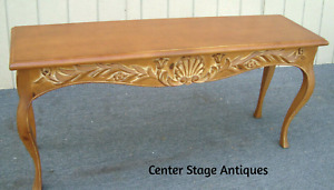 61967 French Country Custom Carved Console Hall Table Sofa Stand With 2 Drawers