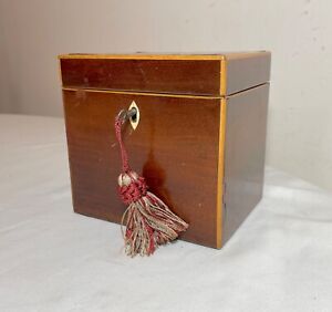 Antique 19th Century Handmade Wood Marquetry Georgian Mahogany Tea Caddy Box