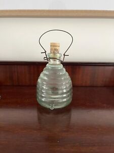 Vintage Ribbed Glass Wire Hanger Bee Wasp Fly Catcher Trap Farmhouse Tabletop