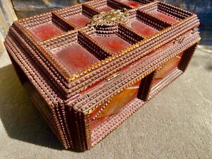 Antique Tramp Art Chip Carved Box