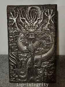 14 5 Old China Ebony 12 Zodiac Dragon Loong Beast Ornament Box Jewelry Case