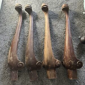Wood Furniture Table Legs 4 Salvage Queen Anne Curved Scroll Parts Repurpose
