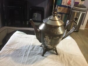 Antique Meriden B Company 1887 1 2 Silver Plate Victorian Teapot Coffee 11 