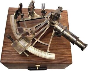 Brass Handmade Antique Navigational Sextant With Wooden Box Ship S Instruments