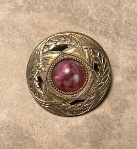 Gay 90s Magenta Glass Jewel Antique Button 1 5 8 Diameter Large Beautiful