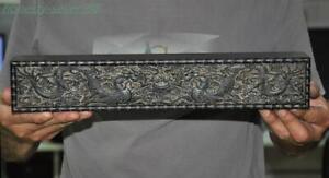 14 8 China Ancient Ebony Wood Carved Dragon Loong Statue Storage Box Jewelry Box