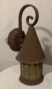 Vintage Copper Arts Crafts Mission Witch Hat Porch Light