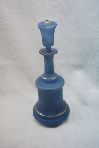 Great Victorian Blue And Gold Painted Glass Perfume Bottle 1880 S