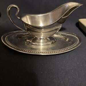 Vintage Silver Plated Gravy Boat Unmarked Plate Marked F B Rogers