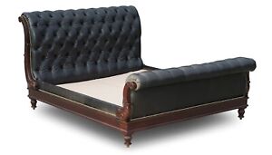 Massive Rrp 27 000 Ralph Lauren Clivedon Black Leather Chesterfield Bed