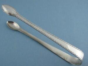 Early Georgian Sterling Silver Serving Tongs London Maker C H C1700s To 1800s