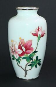 Vibrant Japanese Cloisonne Enamel Vase Signed By Sato Mint Condition 