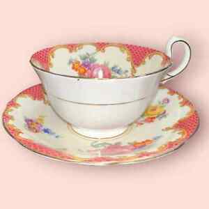 Vintage Aynsley Tea Cup Saucer B971 Floral Pink English Fine Bone China