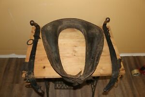 Antique 1800 S Horse Mule Leather Yolk Harness Wood Brass Hanes Farm Buggy Wagon