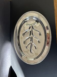 Vintage Silver Plated Meat Tray Large Oval Dish Serving Platter