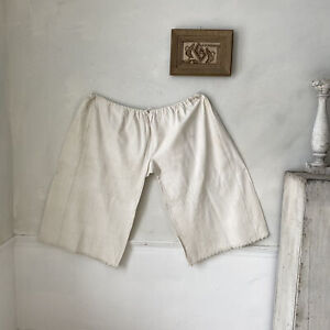 Vintage European Folk Costume Pants Draw String Pants White Cotton