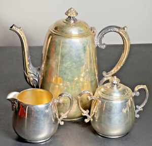 Vintage Wm Rogers Silver Tea Set Pot Creamer Sugar Bowl With Lid
