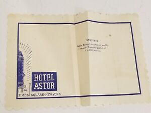Vintage Hotel Astor Banquet Tablecloth Collectible Antique Rare