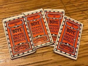 Vtg 4 Antique Packages Boye Embroidery Gold Eye Sewing Machine Needles 9