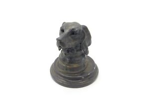 Cast Bronze Victorian Revival Inkwell In Spaniel Dog Form Vintage C1970