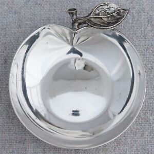 Vintage Sterling Silver Apple Fruit Salt Cellar Tea Bag Holder Trinket Ring Dish