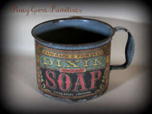 Antique Graniteware Large Utility Cup Dixie Soap Advertising Repurposed Prop