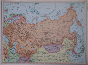 Vintage 1967 Rand Mcnally Atlas Map Soviet Union Mongolia Arctic Ocean