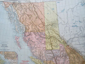British Columbia Canada Vancouver Railroads 1912 Scarce Huge Commercial Map
