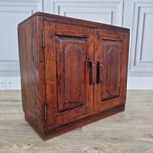 Small Antique Oak Wooden Jewellery Smokers Box Pipe Cabinet Cupboard Storage