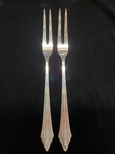 Vtg Antique 900 Silver Wmf Germany Small Meat Serving Fork 2 Pcs
