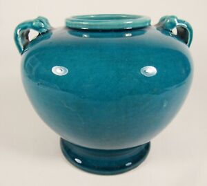 Vintage Awaji Ware Turquoise Frog Eye Art Pottery Vase